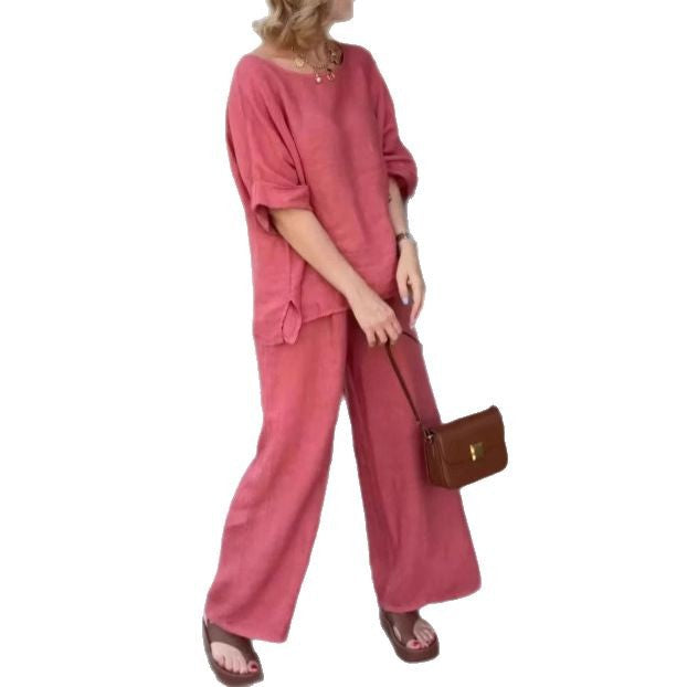 Fashionable American cotton and linen long-sleeved pants women's suit at kamakhyaa.com by kamakhyaa.com. This item is Under $50