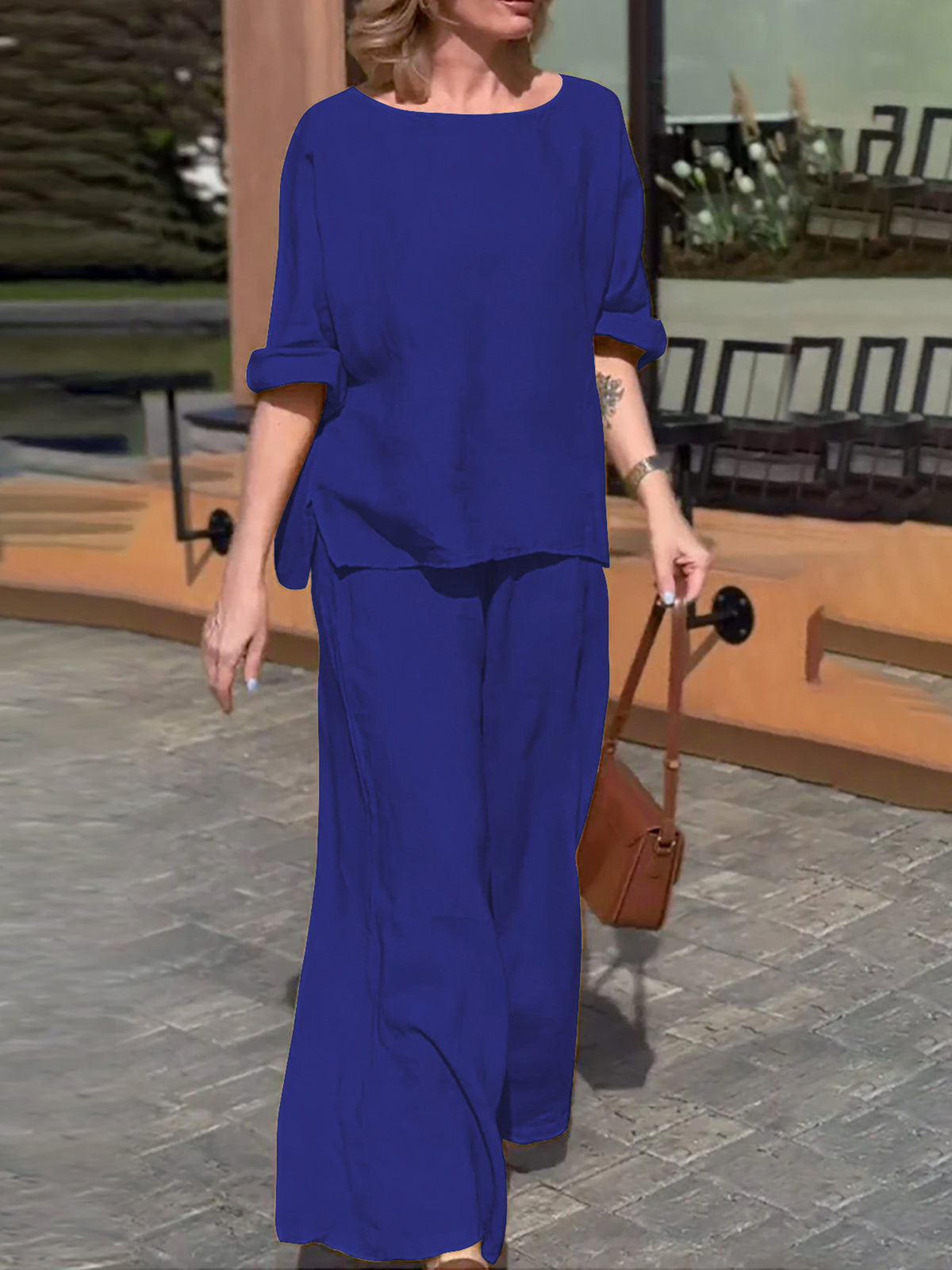 Fashionable American cotton and linen long-sleeved pants women's suit at kamakhyaa.com by kamakhyaa.com. This item is Under $50