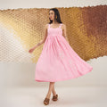 Fizzy Fleur at Kamakhyaa by The Loom Art. This item is Eco friendly, Empire Waist Dresses, Fluer De Code by The Loom Art, Hand Embroidered, Linen, Missing image, Organic, Pink