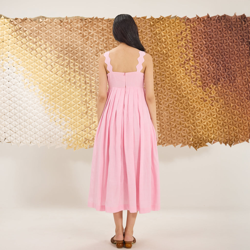 Fizzy Fleur at Kamakhyaa by The Loom Art. This item is Eco friendly, Empire Waist Dresses, Fluer De Code by The Loom Art, Hand Embroidered, Linen, Missing image, Organic, Pink