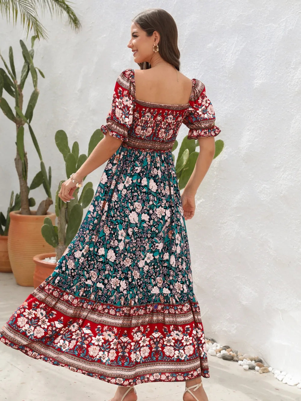 Floral Flounce Sleeve Midi Dress at kamakhyaa.com by Trendsi. This item is A@Y@Y, Ship From Overseas, Under $100