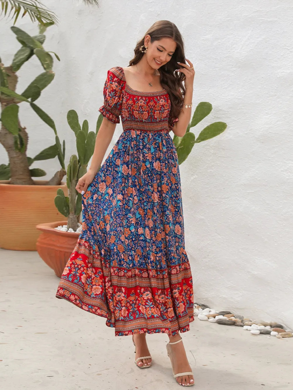 Floral Flounce Sleeve Midi Dress at kamakhyaa.com by Trendsi. This item is A@Y@Y, Ship From Overseas, Under $100