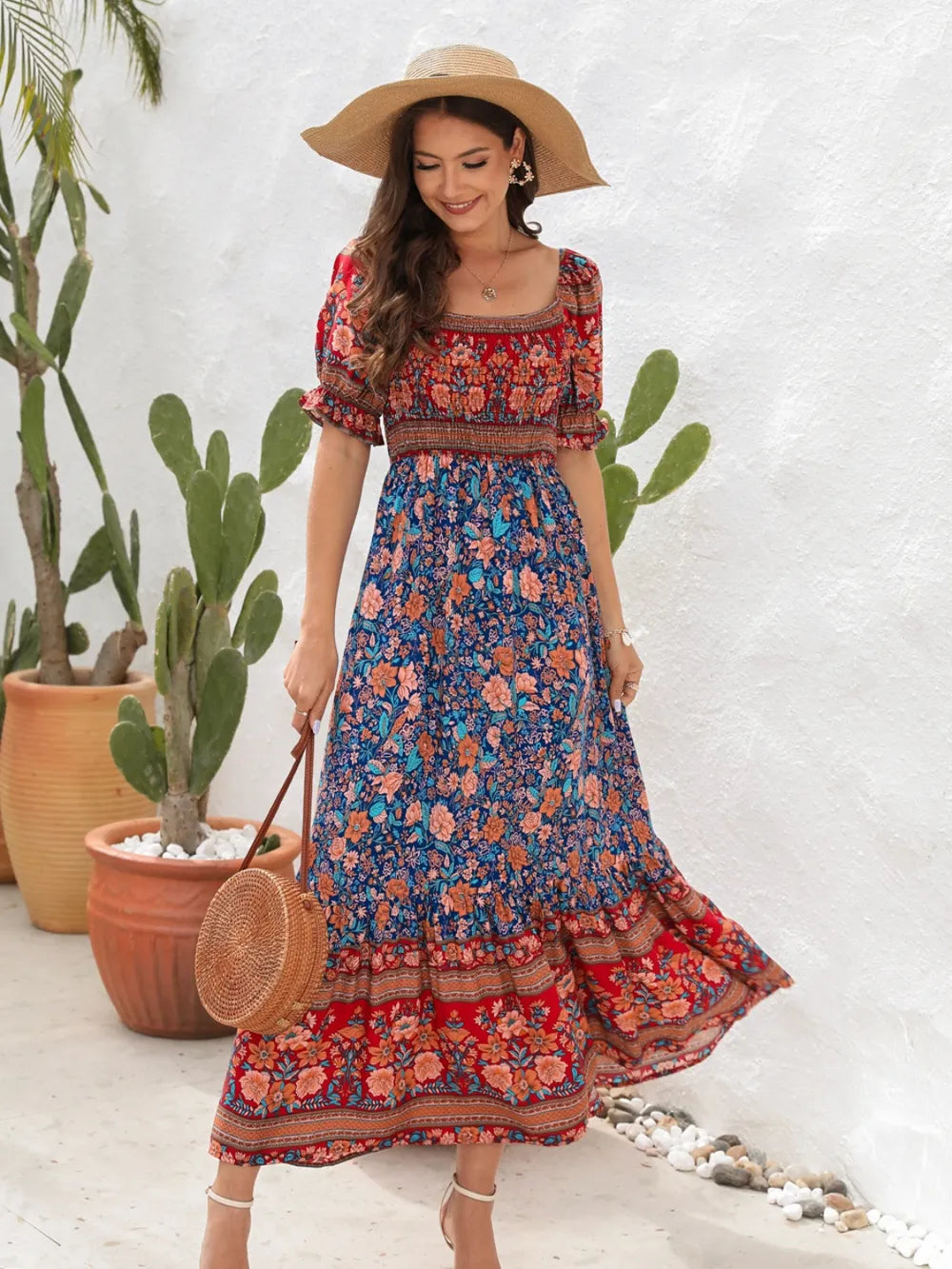 Floral Flounce Sleeve Midi Dress at kamakhyaa.com by Trendsi. This item is A@Y@Y, Ship From Overseas, Under $100