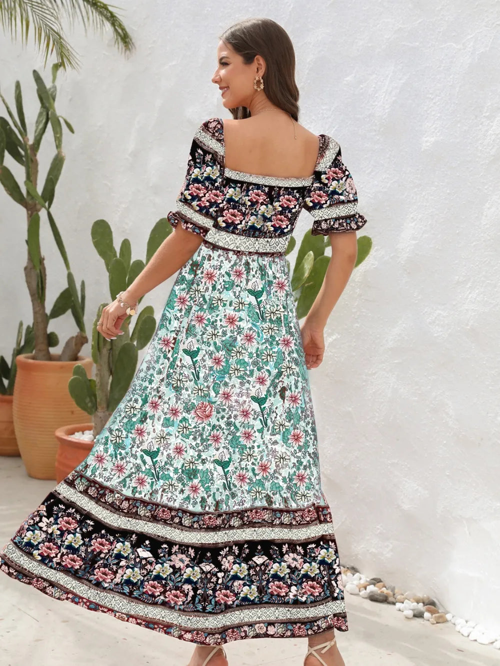Floral Flounce Sleeve Midi Dress at kamakhyaa.com by Trendsi. This item is A@Y@Y, Ship From Overseas, Under $100