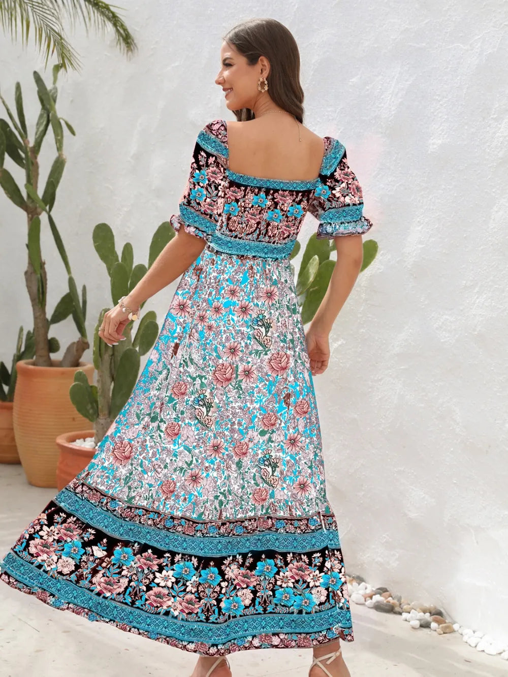 Floral Flounce Sleeve Midi Dress at kamakhyaa.com by Trendsi. This item is A@Y@Y, Ship From Overseas, Under $100