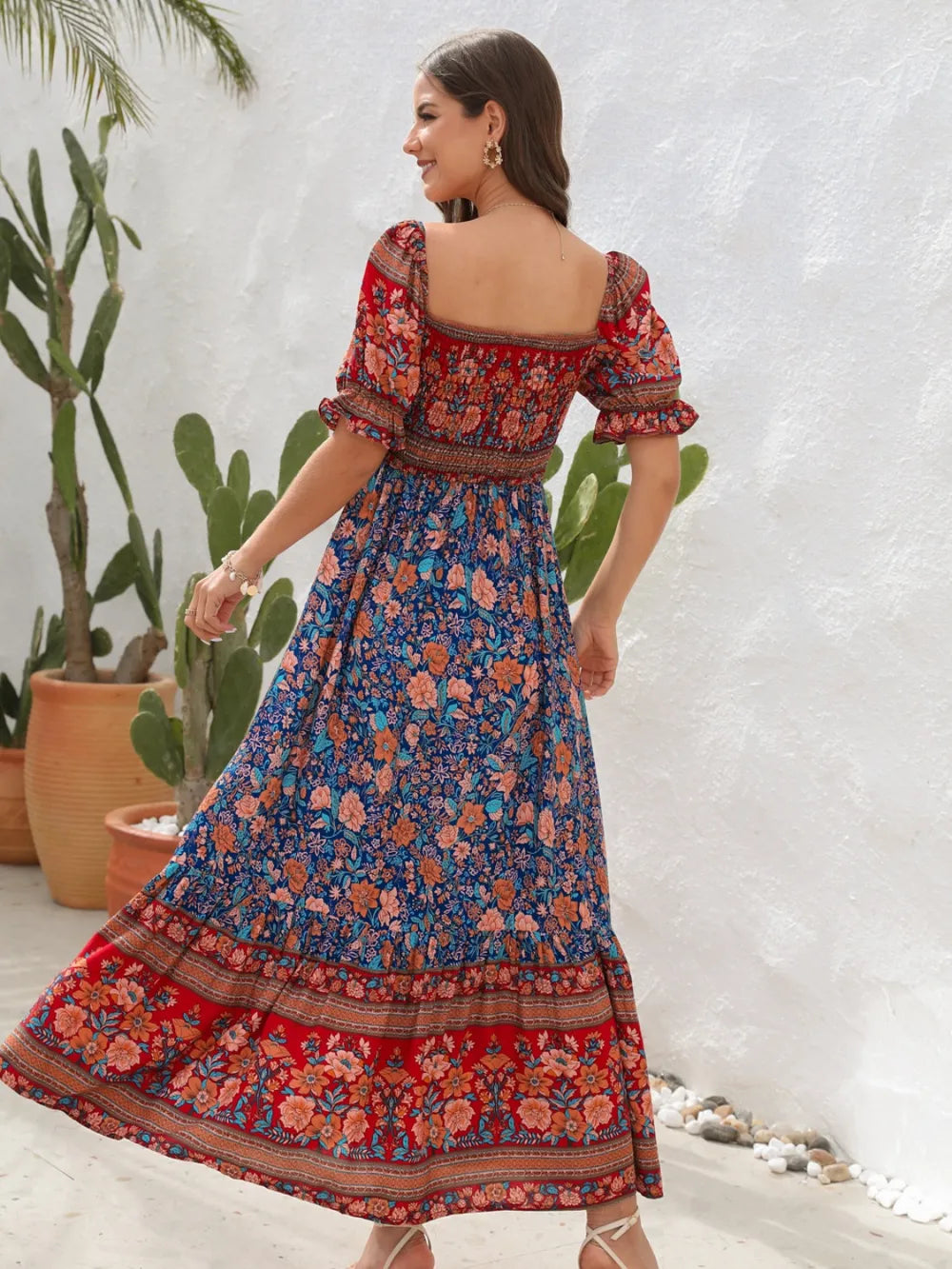 Floral Flounce Sleeve Midi Dress at kamakhyaa.com by Trendsi. This item is A@Y@Y, Ship From Overseas, Under $100