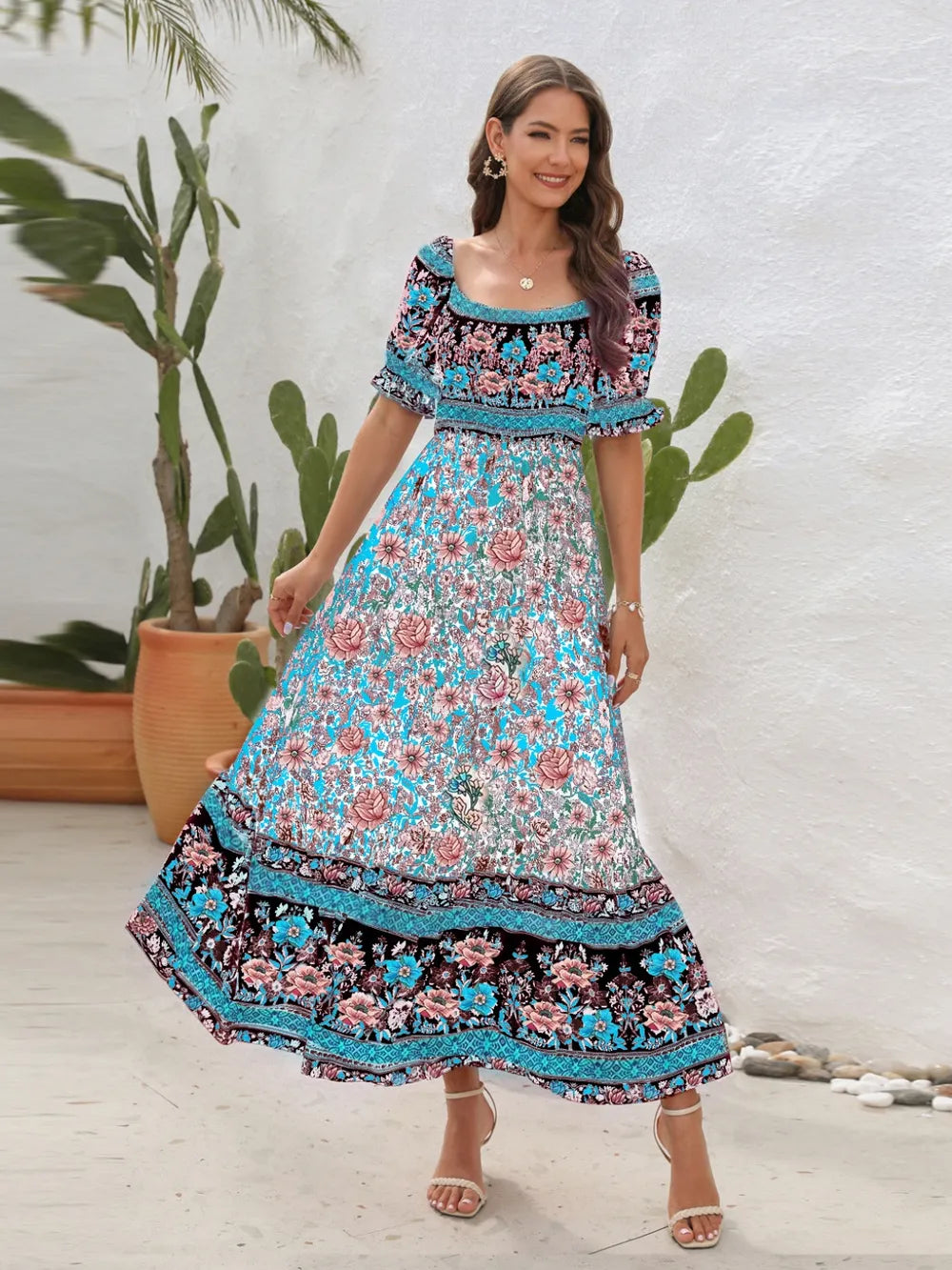 Floral Flounce Sleeve Midi Dress at kamakhyaa.com by Trendsi. This item is A@Y@Y, Ship From Overseas, Under $100