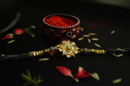 Floral Gold Brass at Kamakhyaa by Kamakhyaa. This item is Green, Grey, jewelry, Natural, Pink, Rakhi, Red, Under 1500, Under 1750, Upcycled, Yellow