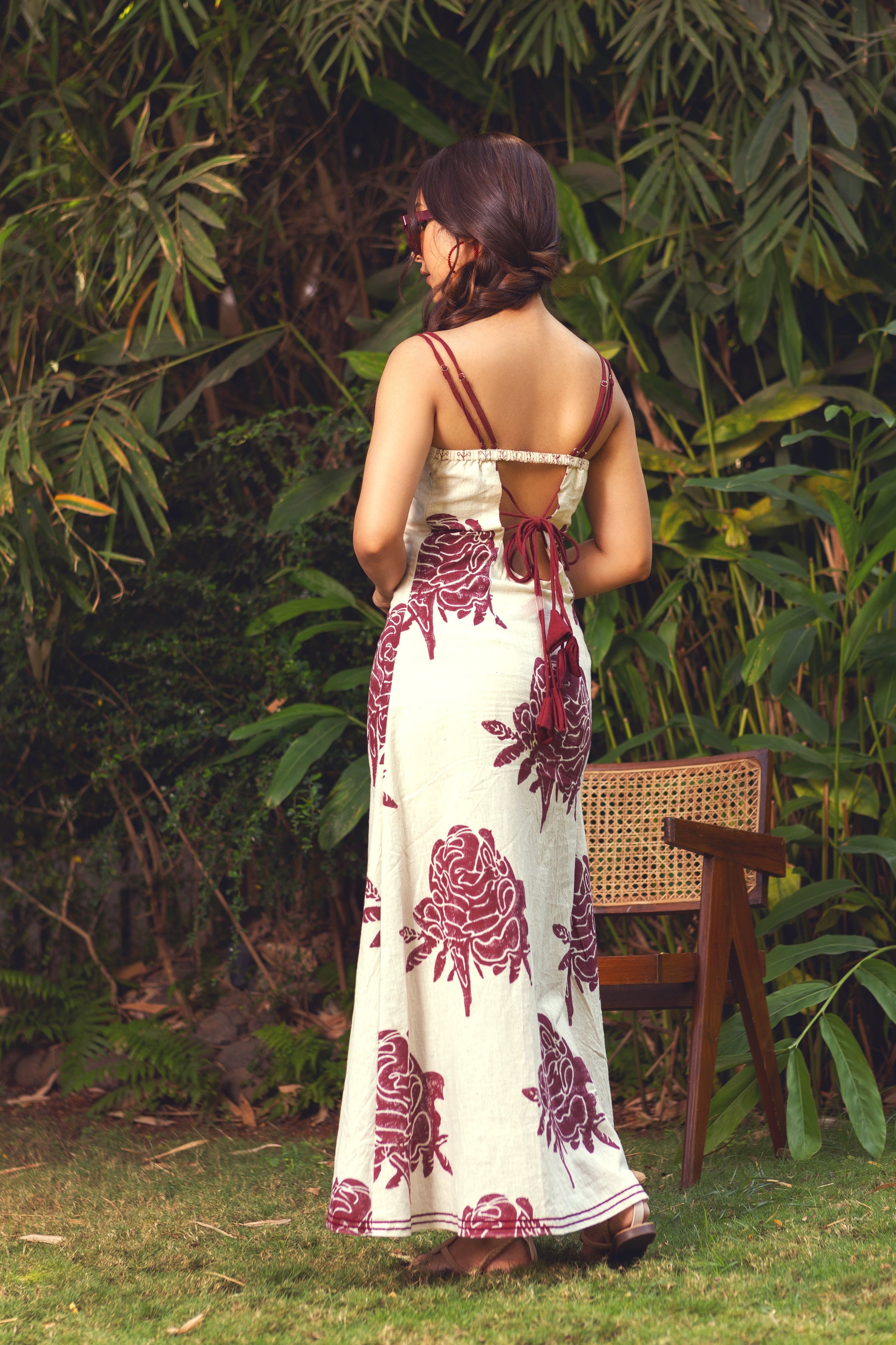 Floral Prints Maxi Dress at Kamakhyaa by Akashii Clothing. This item is Bloom by Akashi Clothing, Cotton, Floral Prints, handmade, Kala Cotton, Maxi Dresses, Off-white, Organic, Regular Fit, Resort Wear