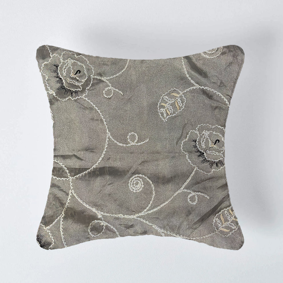 Floral Tapestry Cushion Cover Sets at Kamakhyaa by Aetherea. This item is 100% Cotton, Black, Cushion covers, Embroidered, Made from Natural Materials, Piping, Rose, Sheer, Upcycled