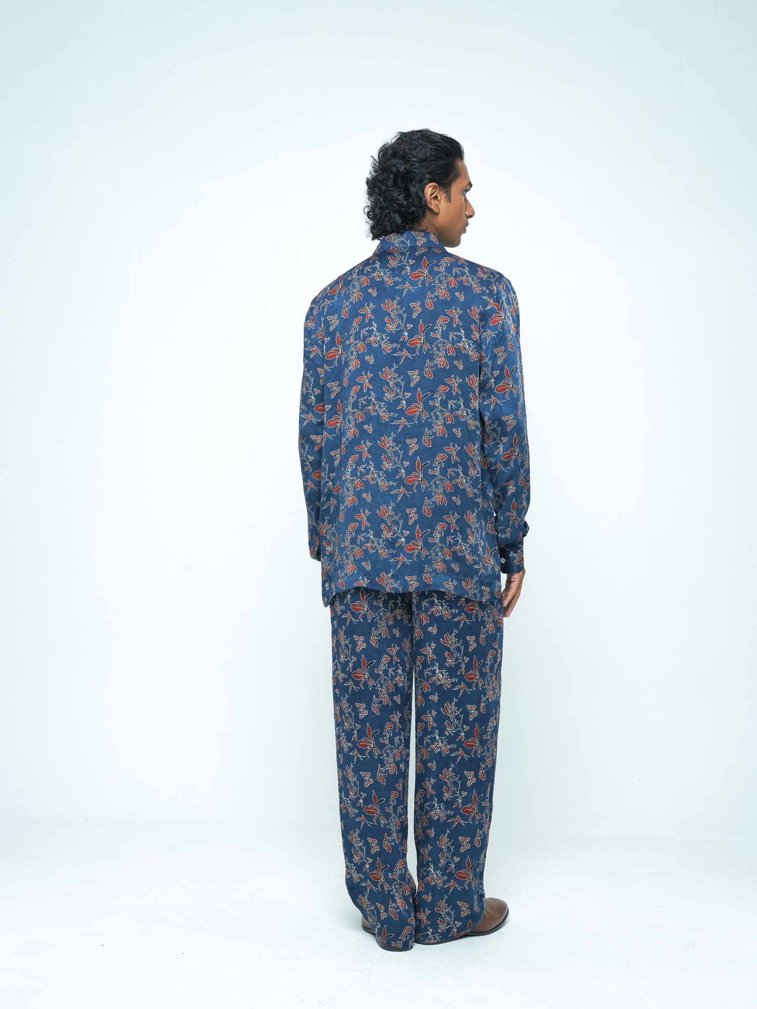 Flutter & Flow Shirt at Kamakhyaa by Anushé Pirani. This item is Bloom After Dark by Anushe Pirani, Menswear, Midnight Blueprint, T-Shirts & Shirts, Tops & Shirts