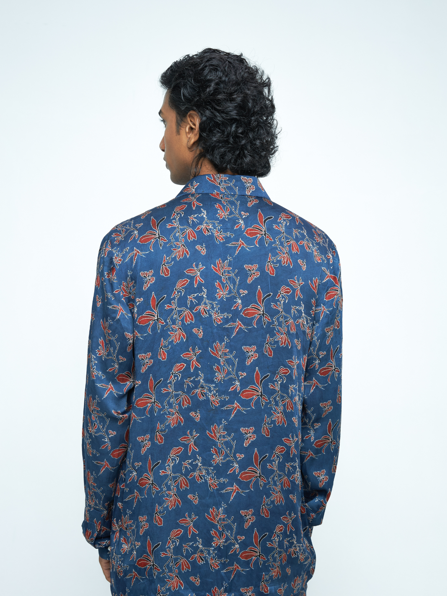 Flutter & Flow Shirt at Kamakhyaa by Anushé Pirani. This item is Bloom After Dark by Anushe Pirani, Menswear, Midnight Blueprint, T-Shirts & Shirts, Tops & Shirts