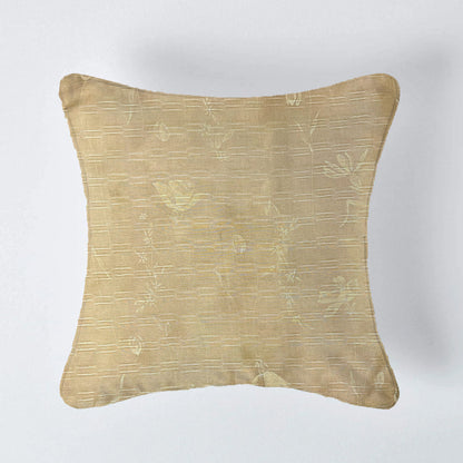 Foliage Cushion Cover Sets at Kamakhyaa by Aetherea. This item is Cushion covers, Gold, Made from Natural Materials, Metallic, Satin, Sheer, Silk, Upcycled, Woven