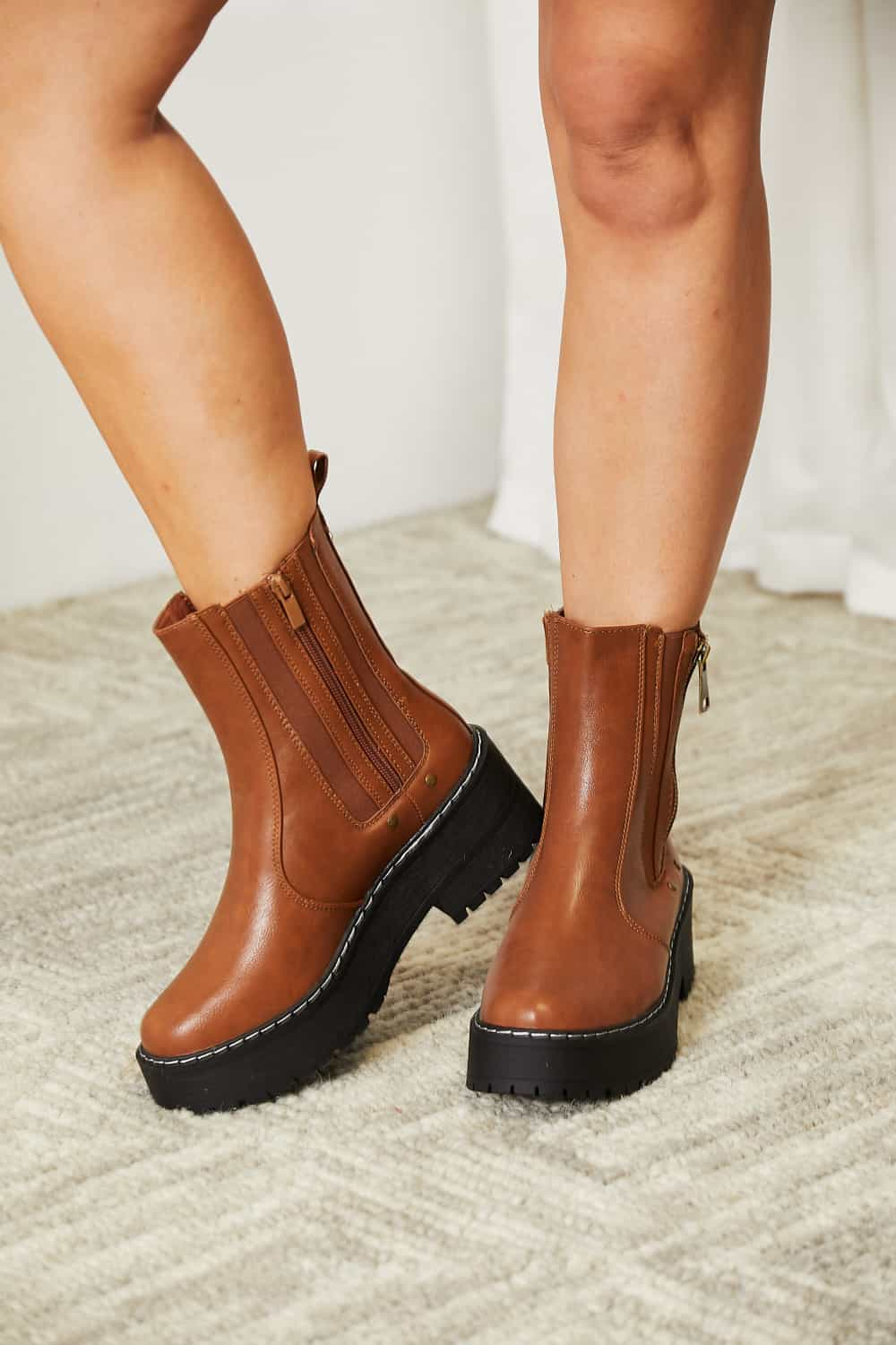 Forever Link Side Zip Platform Boots at Kamakhyaa by Trendsi. This item is Forever Link, Ship from USA, Trendsi