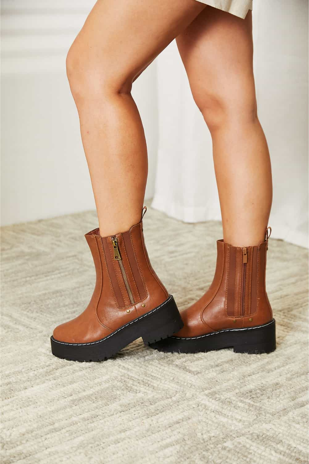 Forever Link Side Zip Platform Boots at Kamakhyaa by Trendsi. This item is Forever Link, Ship from USA, Trendsi