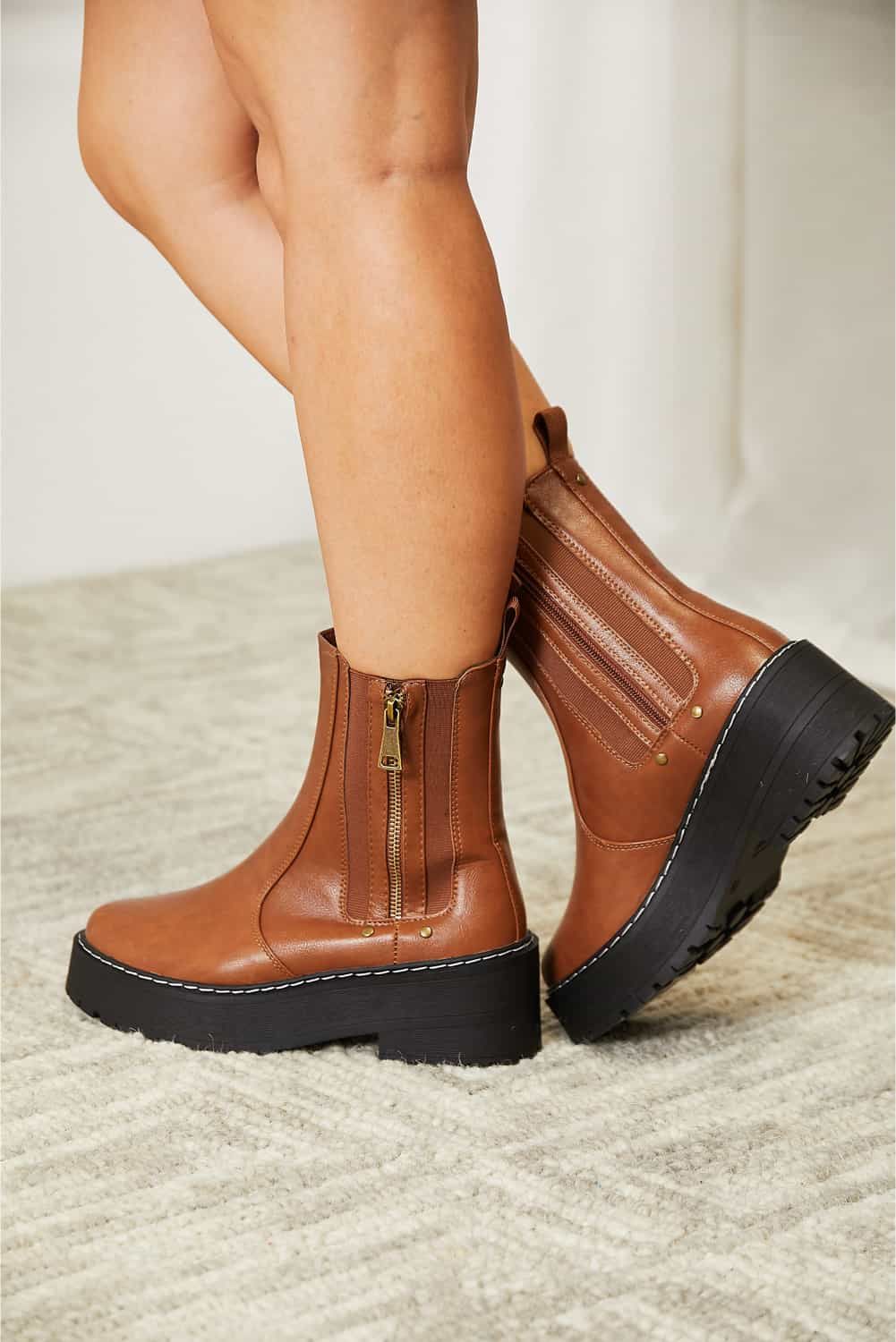 Forever Link Side Zip Platform Boots at Kamakhyaa by Trendsi. This item is Forever Link, Ship from USA, Trendsi