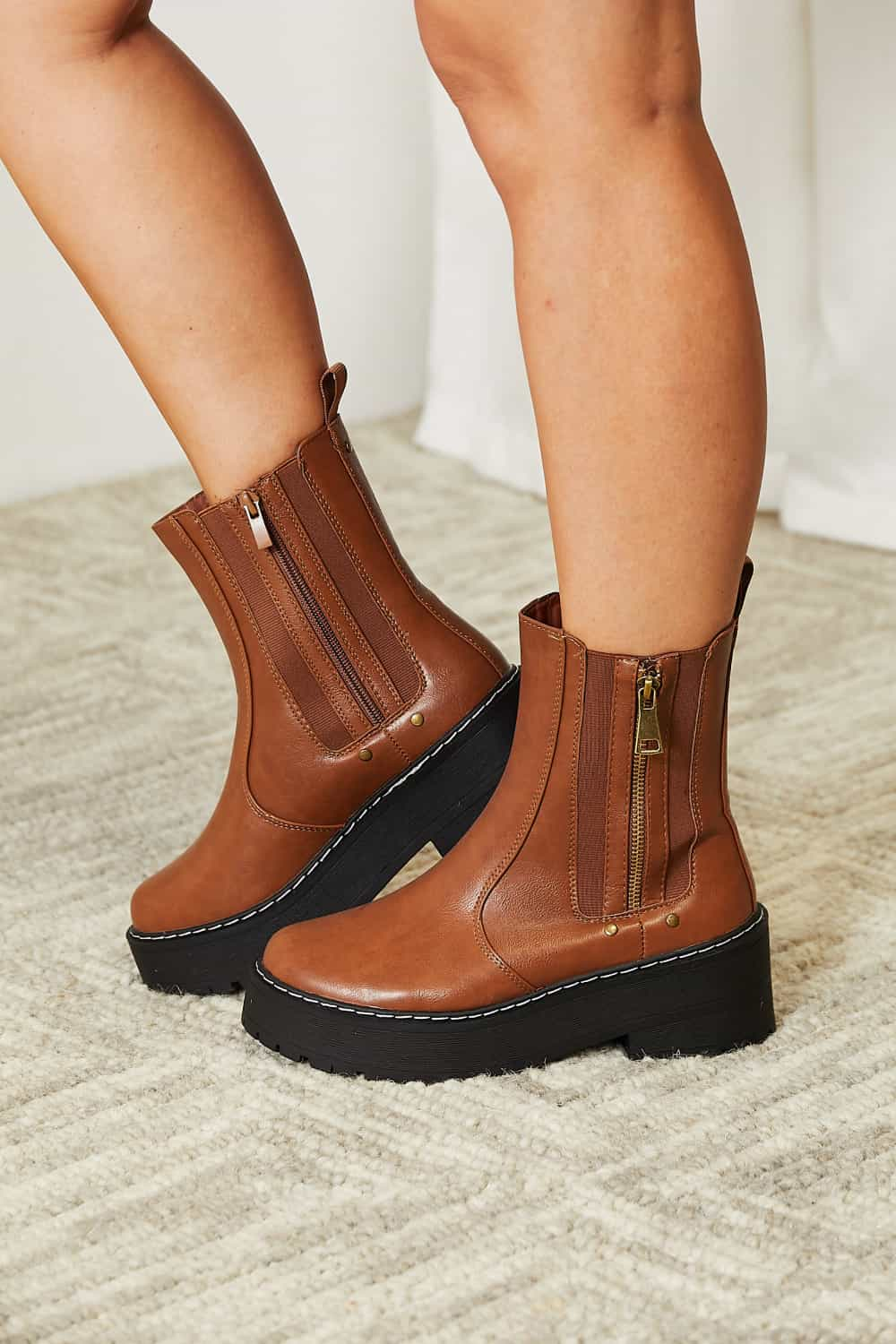 Forever Link Side Zip Platform Boots at Kamakhyaa by Trendsi. This item is Forever Link, Ship from USA, Trendsi