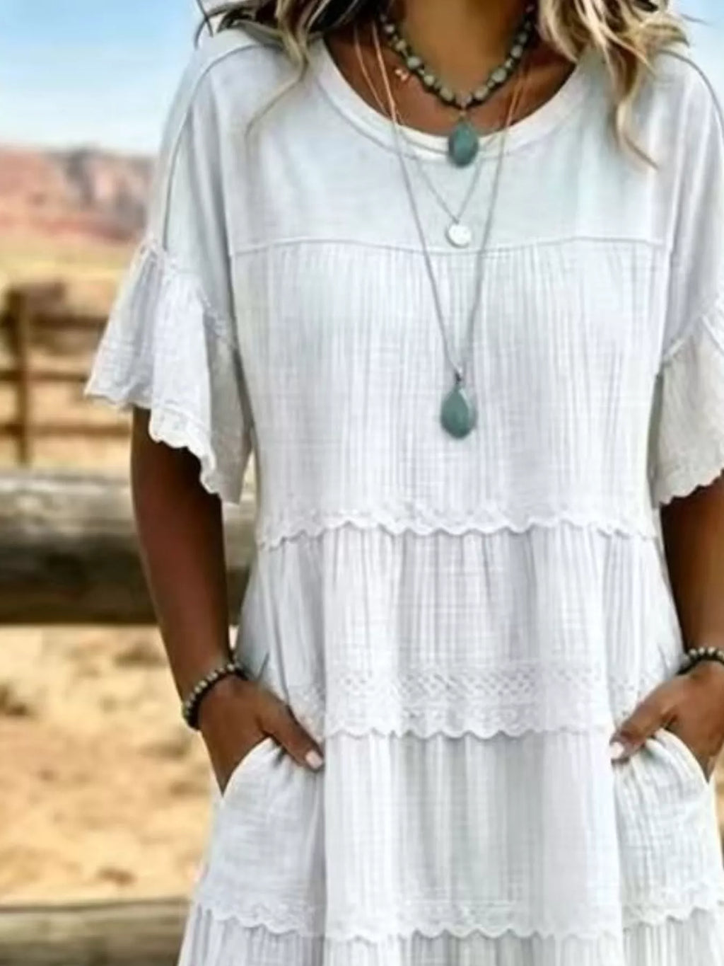Full Size Tiered Ruffle Sleeve Midi Dress with Pockets Plus Size at kamakhyaa.com by Trendsi. This item is Chic Symphony, Ship From Overseas
