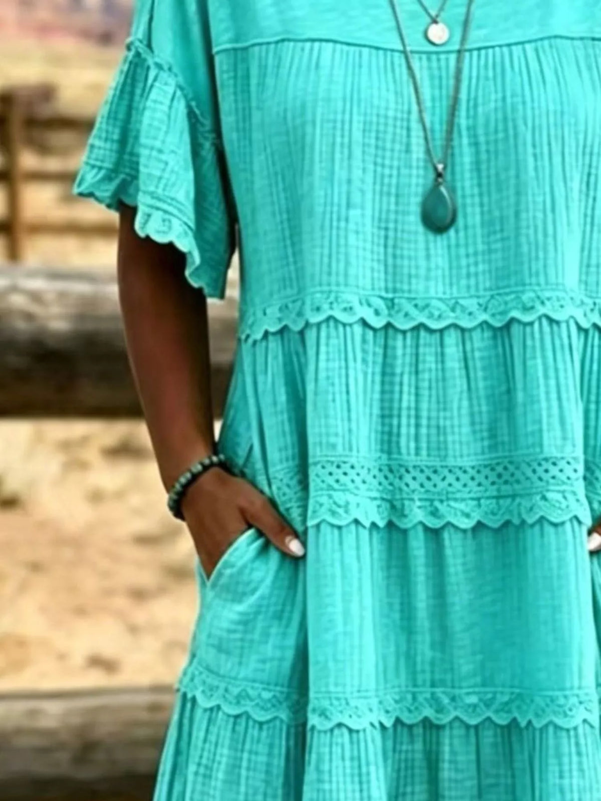 Full Size Tiered Ruffle Sleeve Midi Dress with Pockets Plus Size at kamakhyaa.com by Trendsi. This item is Chic Symphony, Ship From Overseas