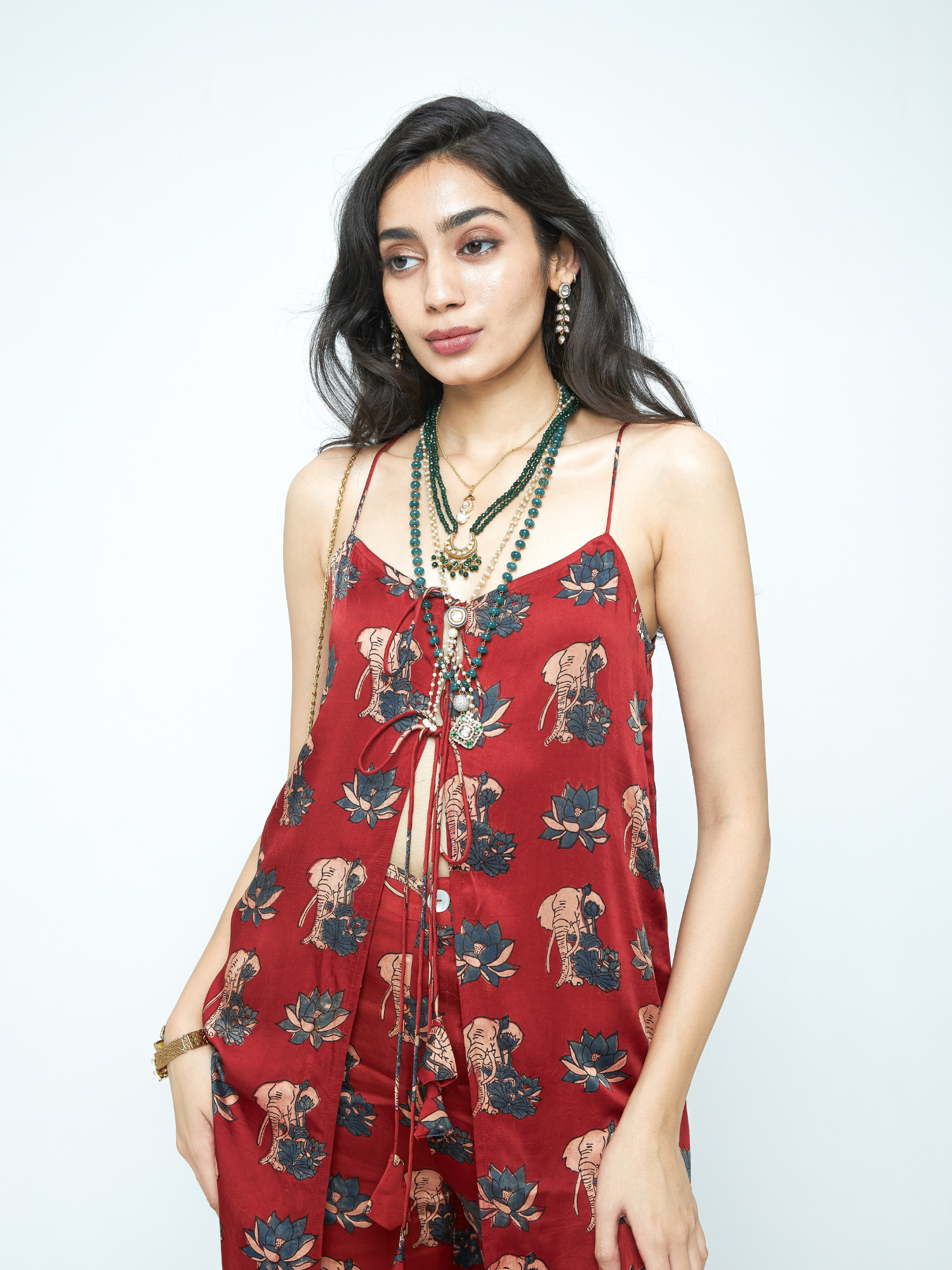 Gentle Tunic at Kamakhyaa by Anushé Pirani. This item is Bloom After Dark by Anushe Pirani, Midnight Blueprint, Tops & Shirts, Under $50, Woman co-ord sets, Womenswear