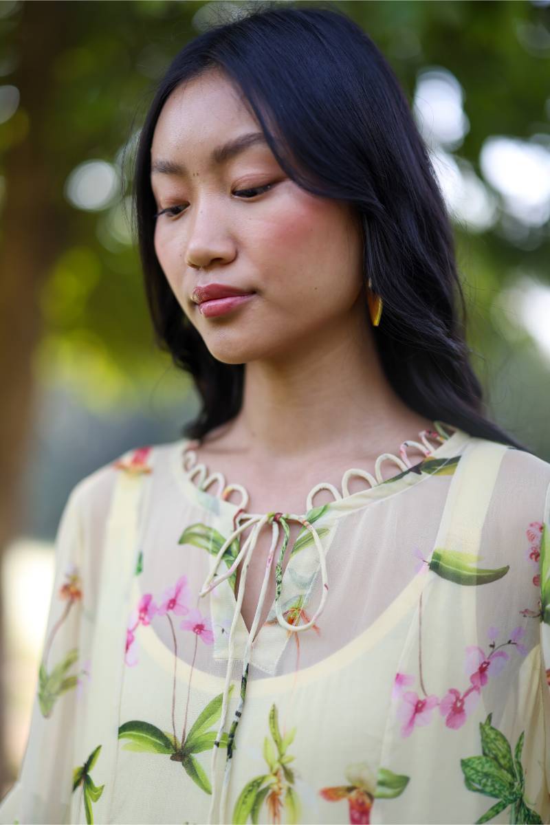 Georgette Iris Floral Maxi Dress at Kamakhyaa by Ewoke. This item is Floral, floral print, Georgette, Nostalgia's Thread by Ewoke, Party Wear, round neck, sustainable fashion, Under $200