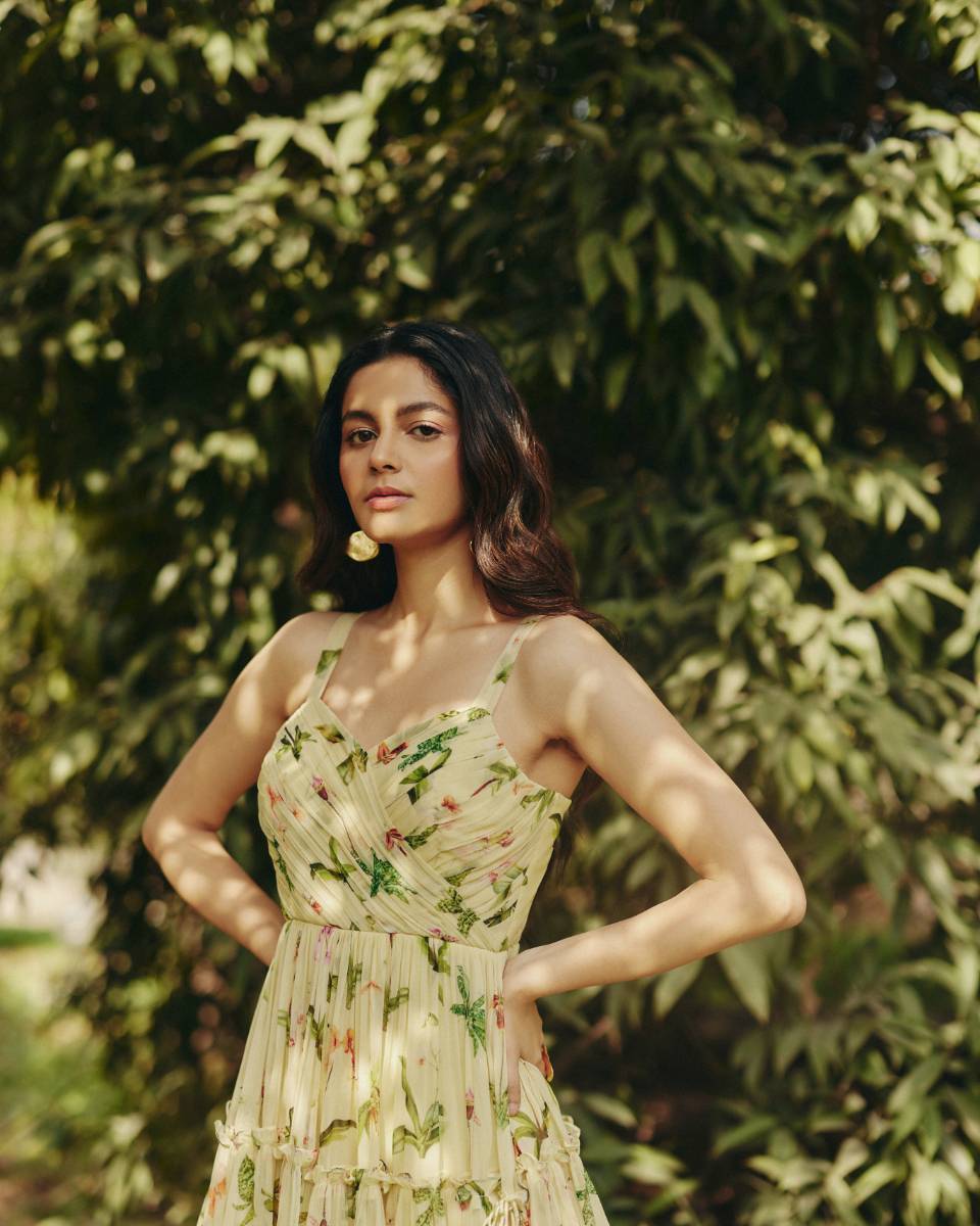 Georgette Iris Mini Dress at Kamakhyaa by Ewoke. This item is Floral, floral top, Georgette, Nostalgia's Thread by Ewoke, sustainable fashion, Under $200