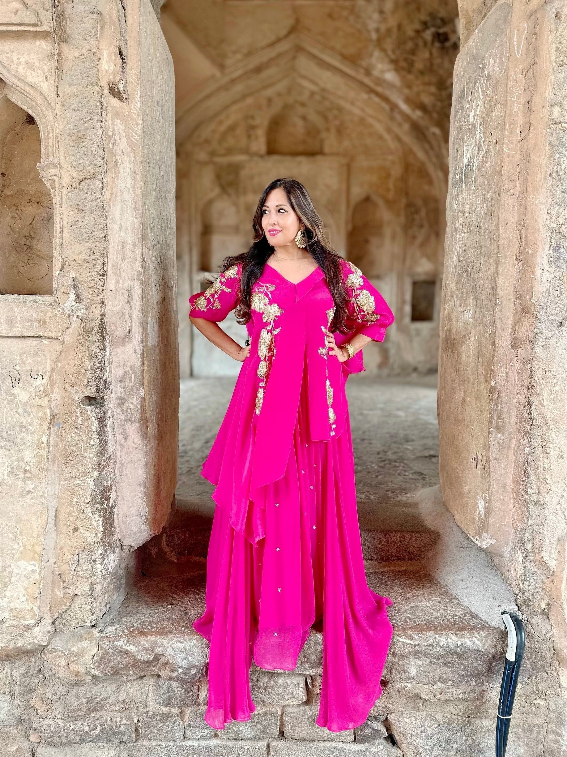 Georgette Pink Embroidered Set at Kamakhyaa by Ewoke. This item is Georgette, Nostalgia's Thread by Ewoke, sustainable fashion