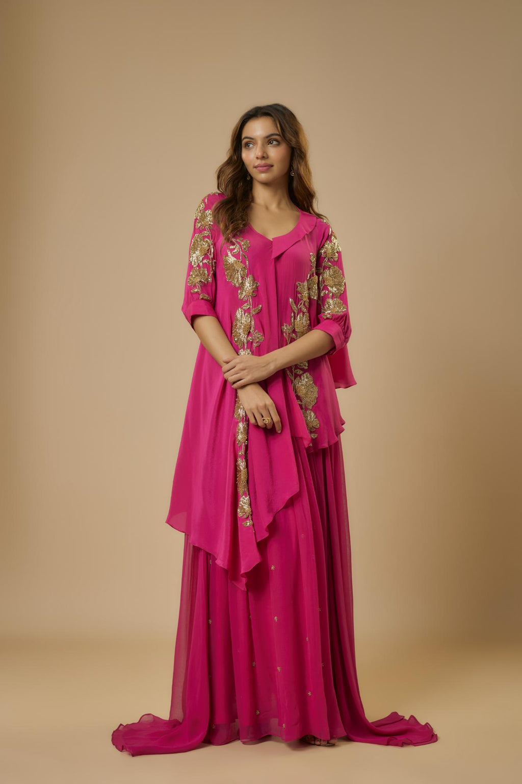 Georgette Pink Embroidered Set at Kamakhyaa by Ewoke. This item is Georgette, Nostalgia's Thread by Ewoke, sustainable fashion