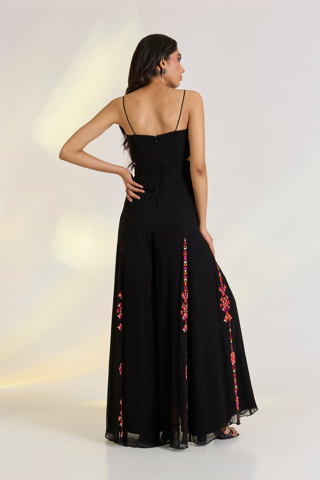 Georgette Rumi Black Jumpsuit at Kamakhyaa by Ewoke. This item is black jumpsuit, destination wedding outfits, festive, Georgette, jumpsuits, Missing image, Nostalgia's Thread by Ewoke, sustainable fashion, Wedding wear
