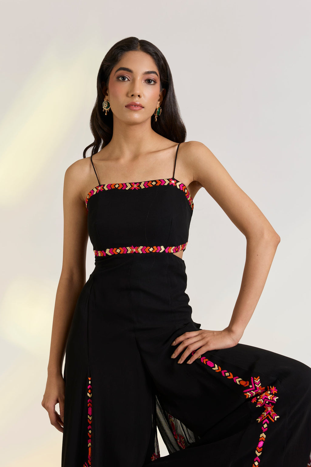 Georgette Rumi Black Jumpsuit at Kamakhyaa by Ewoke. This item is black jumpsuit, destination wedding outfits, festive, Georgette, jumpsuits, Missing image, Nostalgia's Thread by Ewoke, sustainable fashion, Wedding wear