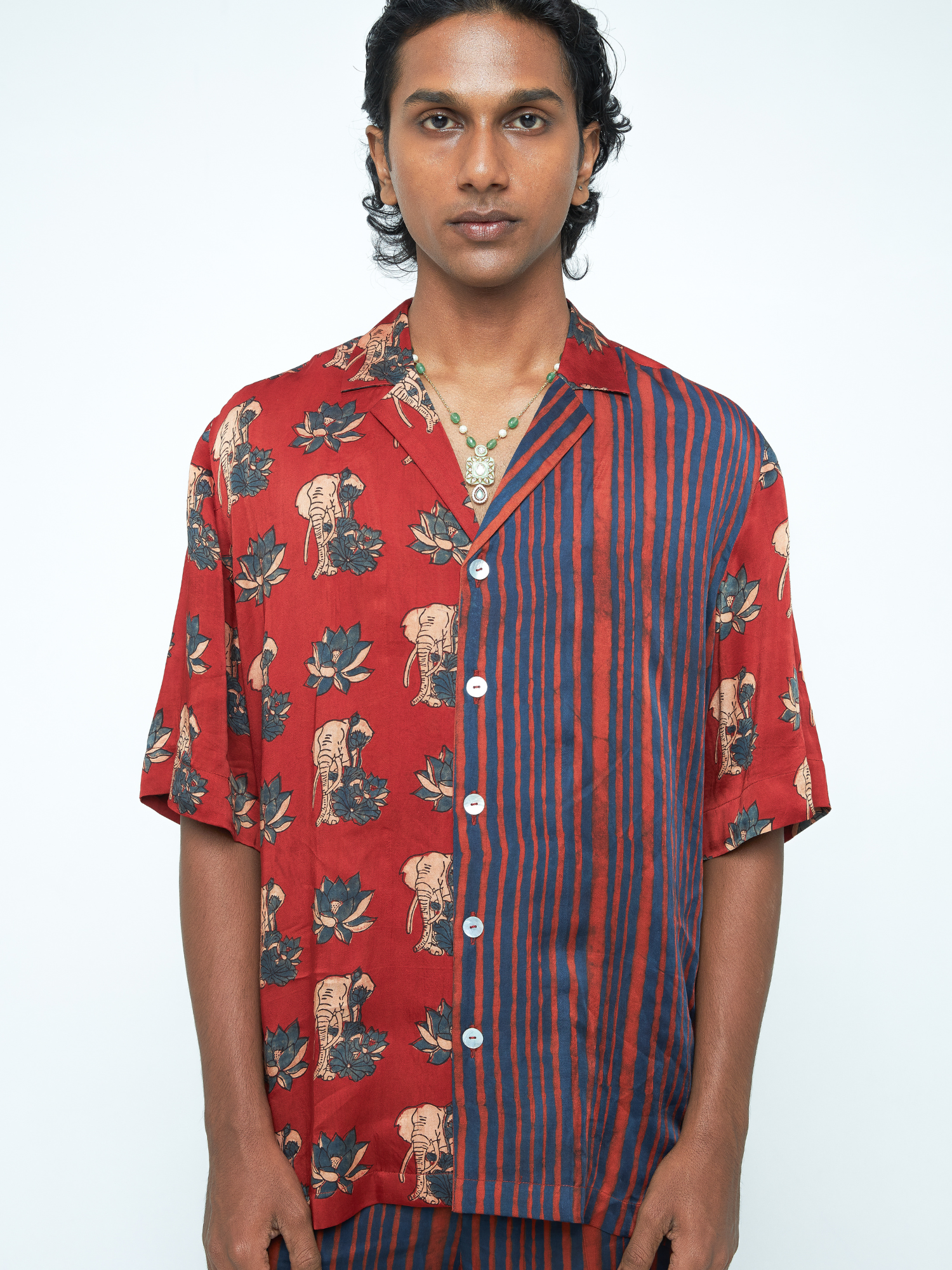 Giant Lotus Shirt at Kamakhyaa by Anushé Pirani. This item is Bloom After Dark by Anushe Pirani, Menswear, Midnight Blueprint, T-Shirts & Shirts, Tops & Shirts, Under $50