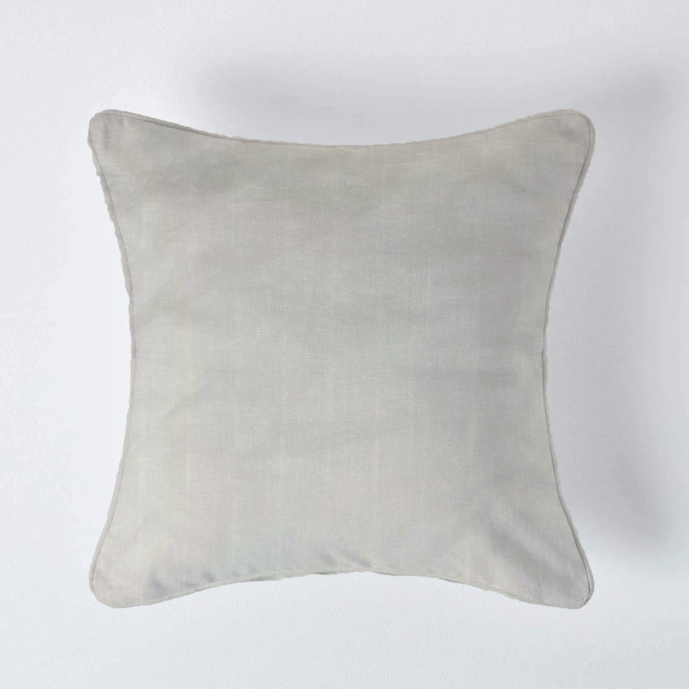 Gleam Cushion Cover Sets at Kamakhyaa by Aetherea. This item is Cotton, Cushion covers, Hand Embroidery, Light Grey, Made from Natural Materials, Pearl, Sheer, Upcycled