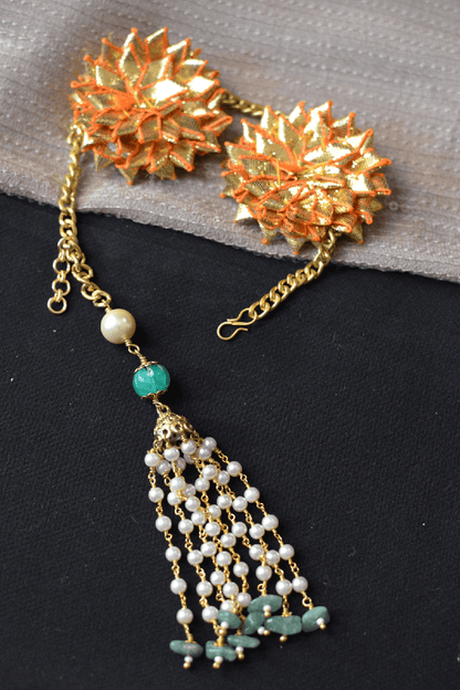 Gold Bracelet Gota Tassel at Kamakhyaa by House Of Heer. This item is Add Ons, Alloy Metal, Bracelets, Festive Jewellery, Festive Wear, Free Size, Gemstone, Gold, jewelry, July Sale, July Sale 2023, Less than $50, Natural, Pearl, Textured