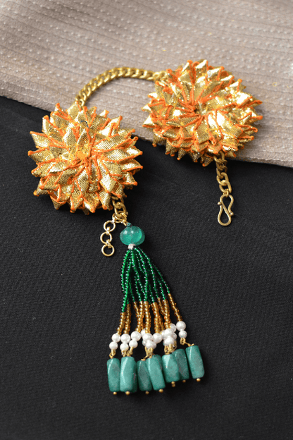 Gold Bracelet Gota Tassel at Kamakhyaa by House Of Heer. This item is Add Ons, Alloy Metal, Bracelets, Festive Jewellery, Festive Wear, Free Size, Gemstone, Gold, jewelry, July Sale, July Sale 2023, Less than $50, Natural, Pearl, Textured