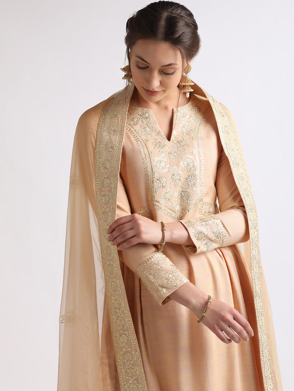 Gold Silk Organza Kurta Set with Dupatta at Kamakhyaa by RoohbyRidhimaa. This item is Cotton, Dupattas, Festive Wear, Gold, Gotta Embroidery, Kurta Set with Dupattas, Kurta Sets, Organza, Relaxed Fit, Silk, Silk Organza, Toxin free