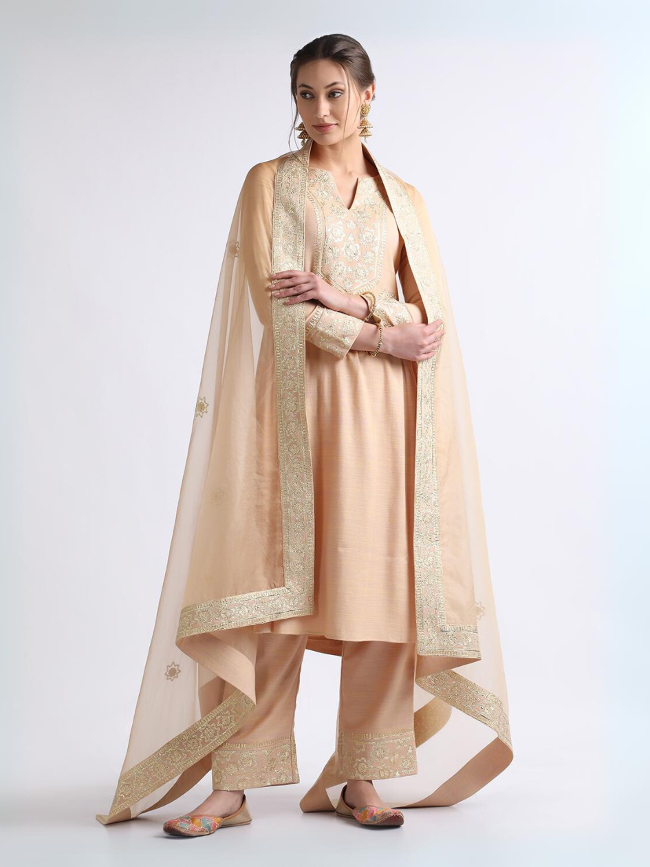 Gold Silk Organza Kurta Set with Dupatta at Kamakhyaa by RoohbyRidhimaa. This item is Cotton, Dupattas, Festive Wear, Gold, Gotta Embroidery, Kurta Set with Dupattas, Kurta Sets, Organza, Relaxed Fit, Silk, Silk Organza, Toxin free
