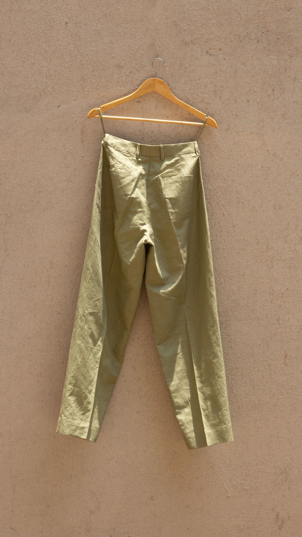 Green Casual Pants at Kamakhyaa by Anushé Pirani. This item is Birthday Collection, Casual Wear, Cotton, Cotton Hemp, For Him, Green, Handwoven, Hemp, Men Bottoms, Men Pants, Menswear, Relaxed Fit, Shibumi by Anushe Pirani, Solids