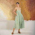 Green Clover at Kamakhyaa by The Loom Art. This item is Fluer De Code by The Loom Art, French Knots, Green, Handwoven Cotton Silk