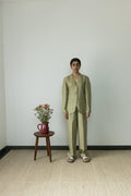 Green Cotton Blazer at Kamakhyaa by Anushé Pirani. This item is Birthday Collection, Blazers, Casual Wear, Cotton, Cotton Hemp, Green, Handwoven, Hemp, Shibumi by Anushe Pirani, Slim Fit, Solids, Winter Products, Womenswear