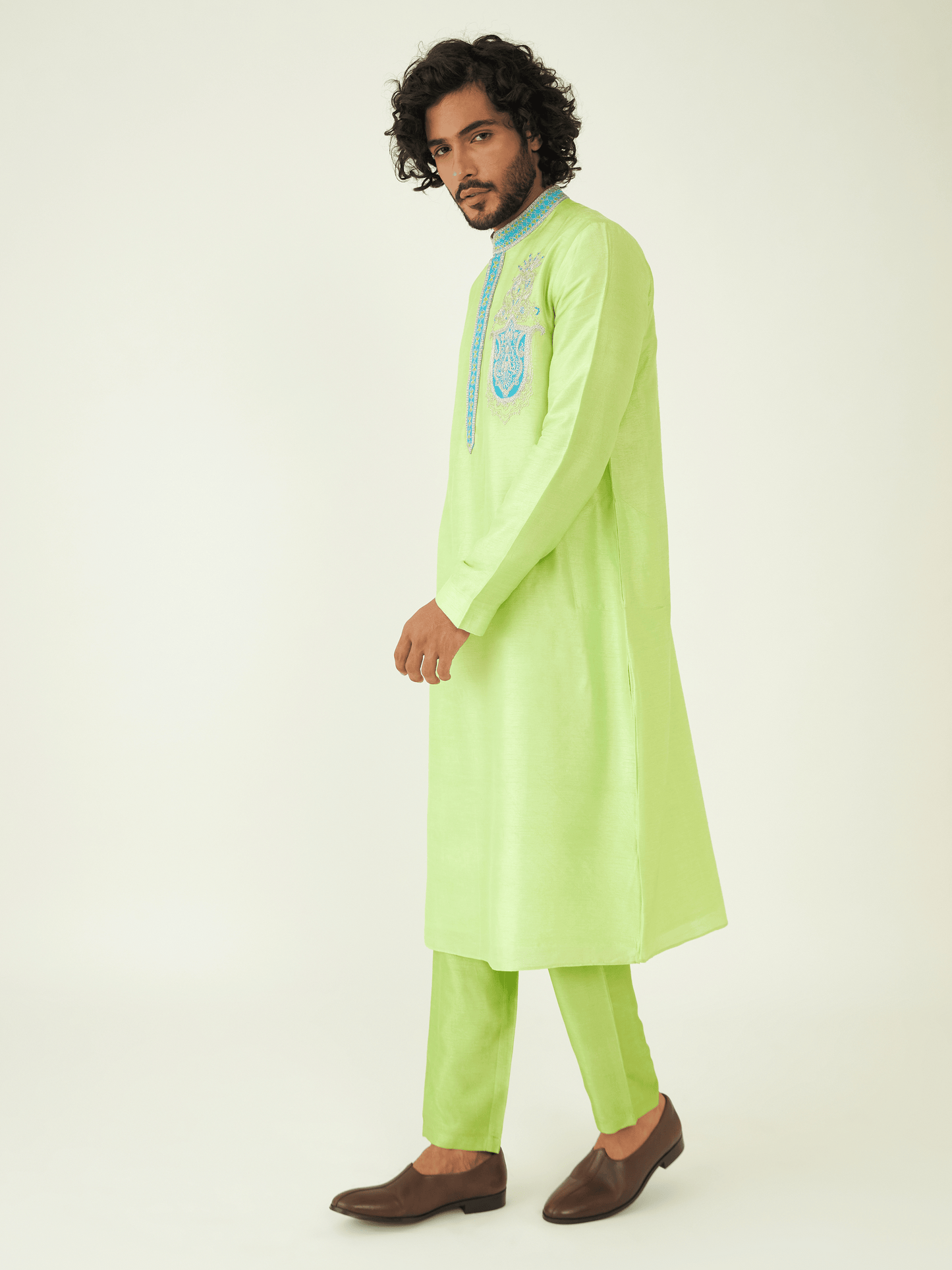 Green Festive Wear Kurta Set at Kamakhyaa by RoohbyRidhimaa. This item is Festive Wear, Green, Kurta Pant Sets, Men Kurta Pant Sets, Menswear By RoohbyRidhimaa, Qala By RoohbyRidhimaa, Regular Fit, Solids, Viscose Raw Silk