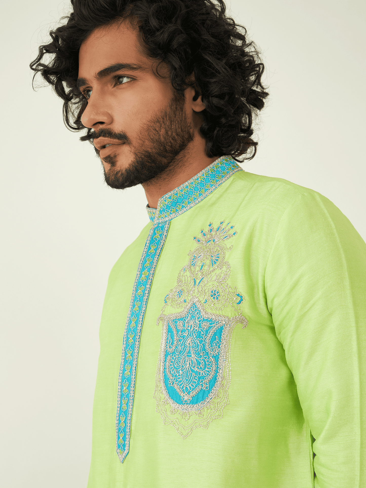 Green Festive Wear Kurta Set at Kamakhyaa by RoohbyRidhimaa. This item is Festive Wear, Green, Kurta Pant Sets, Men Kurta Pant Sets, Menswear By RoohbyRidhimaa, Qala By RoohbyRidhimaa, Regular Fit, Solids, Viscose Raw Silk