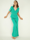 Green Fine Crepe Co-ord Set at Kamakhyaa by Bohobi. This item is Evening Wear, Fine Banana Crepe, Green, Regular Fit, Solids, Toxin free, Travel Co-ord Sets