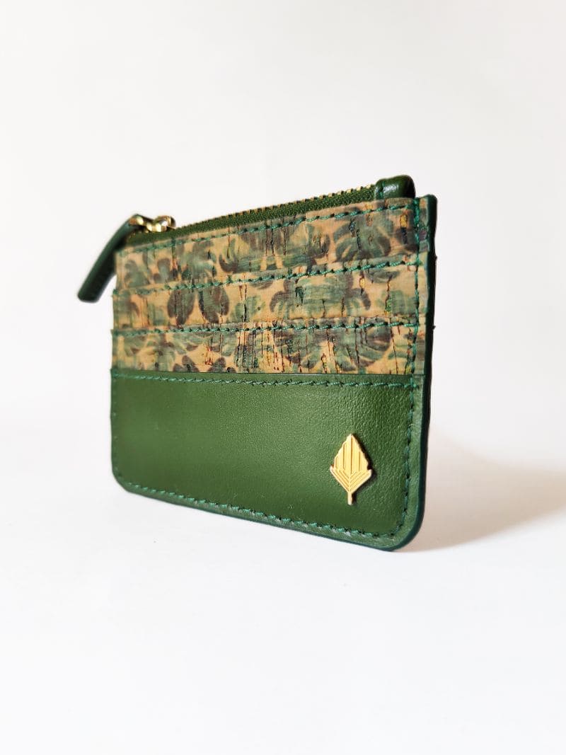 Green Floral Print Cardholder at Kamakhyaa by Green Hermitage. This item is Cactus Leather, Cardholders, Casual Wear, Floral Prints, Free Size, Green, Hemp, Lyocell, Recycled