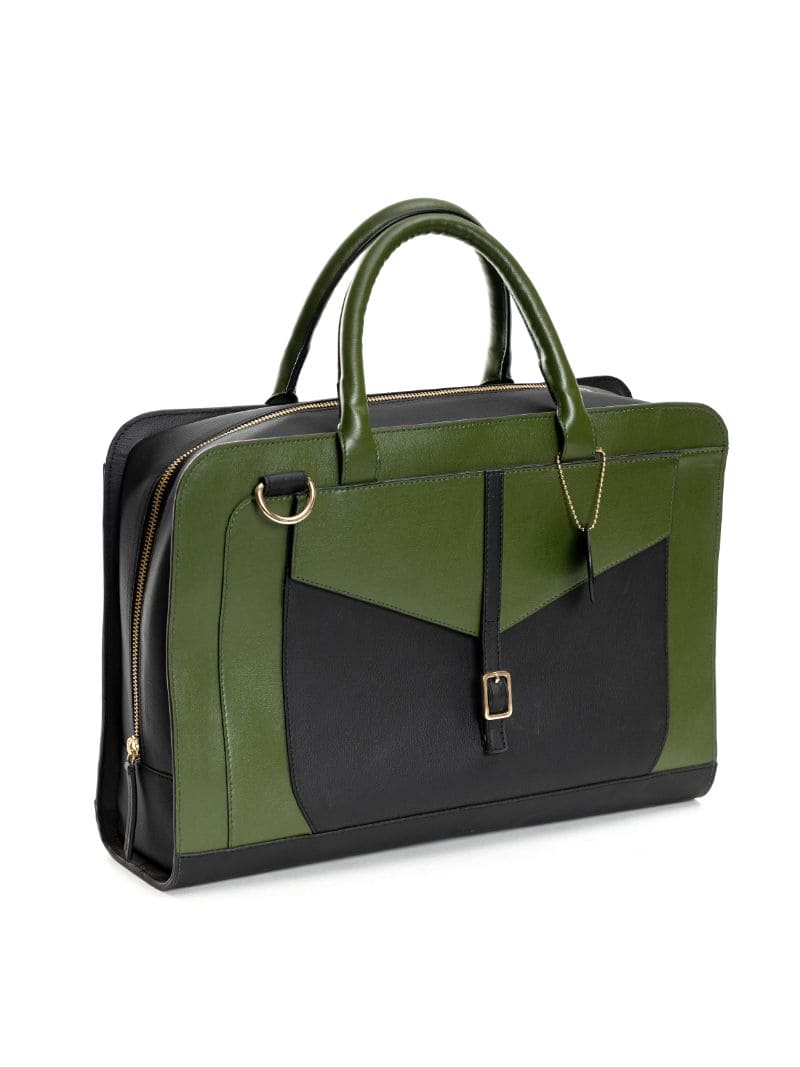 Green Office Wear Laptop Bag at Kamakhyaa by Green Hermitage. This item is Cactus Leather, Free Size, Green, Hemp, Laptop Bags, Lyocell, Office Wear, Recycled, Solids