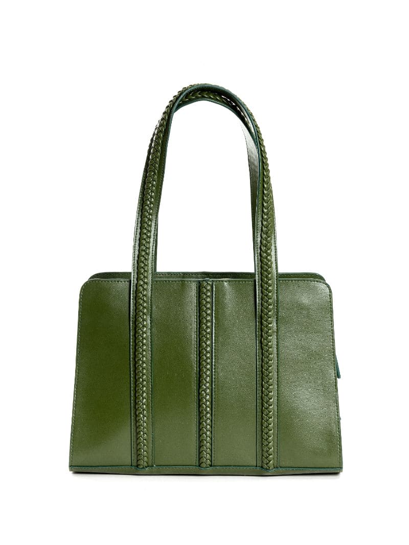 Green Office Wear Shoulder Bag at Kamakhyaa by Green Hermitage. This item is Cactus Leather, Free Size, Green, Hemp, Lyocell, Recycled, Shoulder Bags, Solids