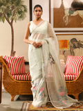 Green Organza Saree Set with Dori Embroidery at Kamakhyaa by RoohbyRidhimaa. This item is Dori Embroidery, Embroidered, Festive Wear, Free Size, Green, Saree Sets, Toxin free