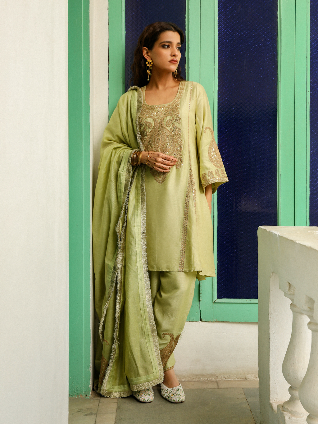 Green Party Wear Silk Kurta Set with Dupatta at Kamakhyaa by RoohbyRidhimaa. This item is Chanderi Silk, Dupattas, Embroidered, Green, Kurta Set with Dupattas, Kurta Sets, Party Wear, Relaxed Fit, Sequins, Silk Chanderi, Toxin free, Viscose Raw Silk, Zari Embroidered