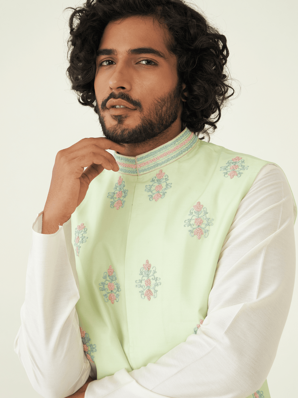 Green Resham Embroidered Silk Jacket at Kamakhyaa by RoohbyRidhimaa. This item is Aangan By RoohbyRidhimaa, Chanderi Silk, Eid Special, Eid Wear, Engagement, Festive Wear, Green, Indian Wear, Jackets, Men Jackets, Men Overlays, Menswear, Menswear By RoohbyRidhimaa, missing, Regular Fit, Resham Embroidery, Sangeet Function, Silk Chanderi, Traditional Wear, Wedding Wear, Winter Products