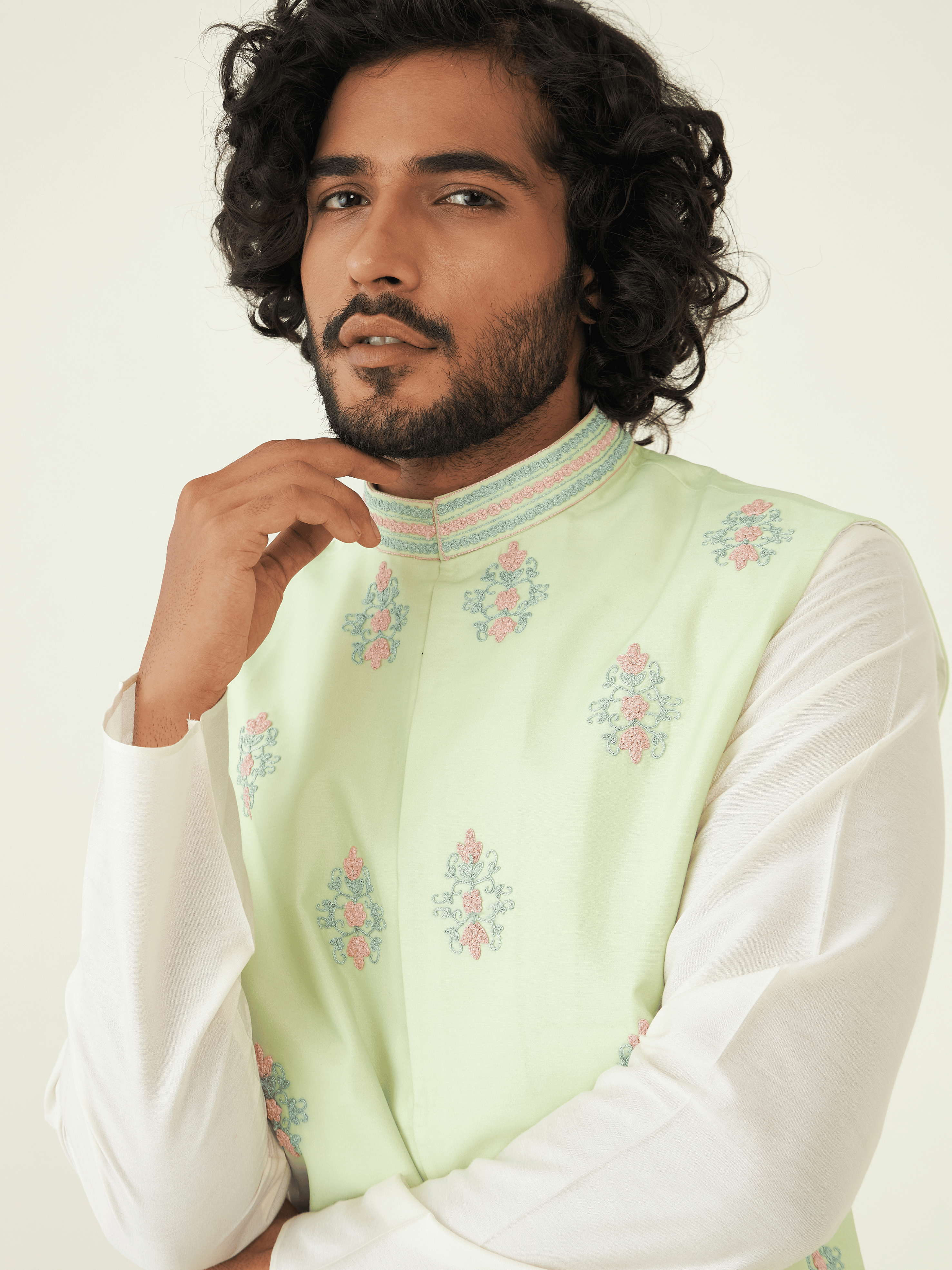 Green Resham Embroidered Silk Jacket at Kamakhyaa by RoohbyRidhimaa. This item is Aangan By RoohbyRidhimaa, Chanderi Silk, Eid Special, Eid Wear, Engagement, Festive Wear, Green, Indian Wear, Jackets, Men Jackets, Men Overlays, Menswear, Menswear By RoohbyRidhimaa, missing, Regular Fit, Resham Embroidery, Sangeet Function, Silk Chanderi, Traditional Wear, Wedding Wear, Winter Products