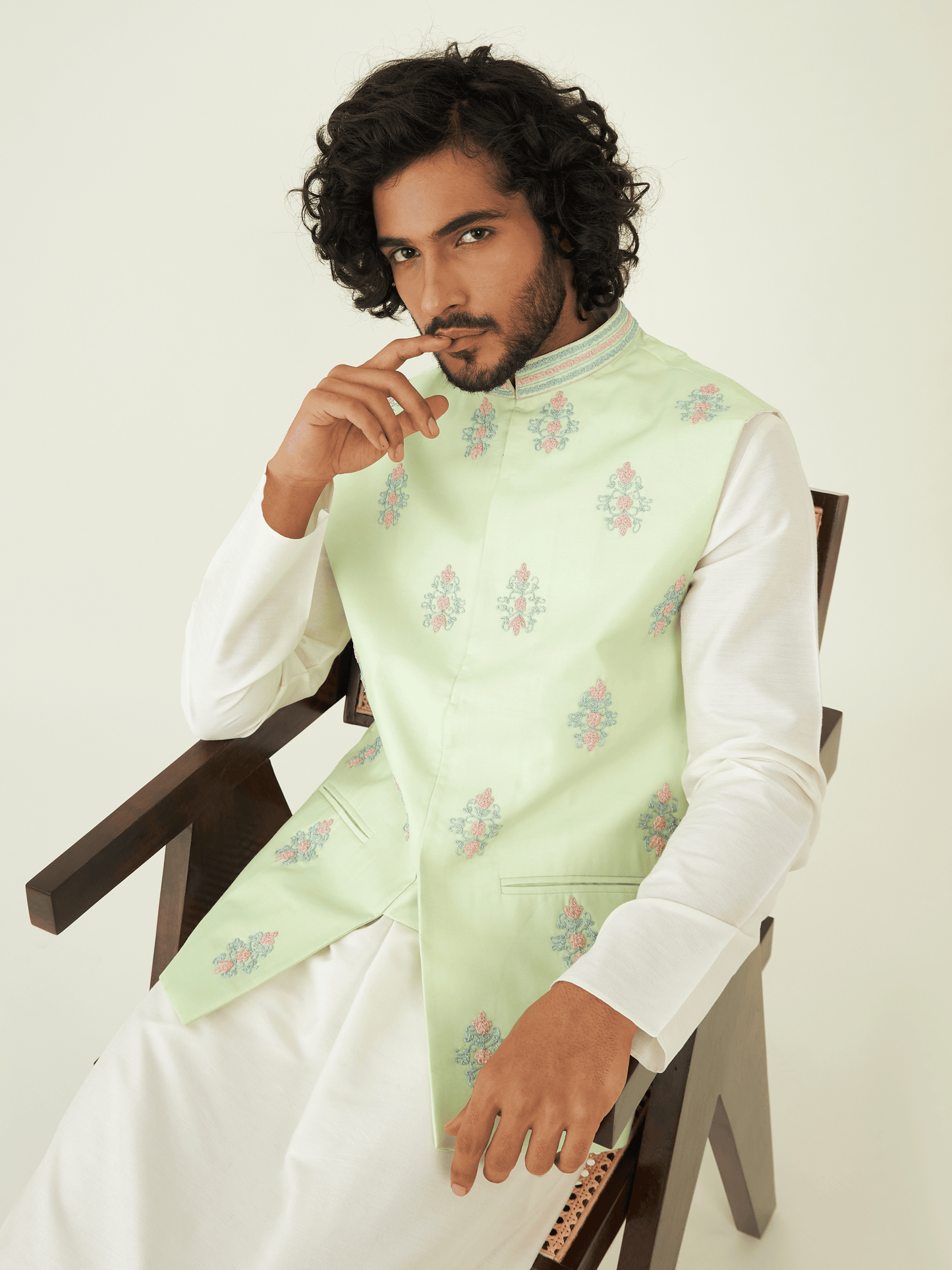 Green Resham Embroidered Silk Jacket at Kamakhyaa by RoohbyRidhimaa. This item is Aangan By RoohbyRidhimaa, Chanderi Silk, Festive Wear, Green, Jackets, Men Jackets, Menswear By RoohbyRidhimaa, Regular Fit, Resham Embroidered, Silk Chanderi